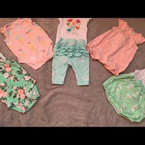 Mint and Coral Baby Girl Outfit Set